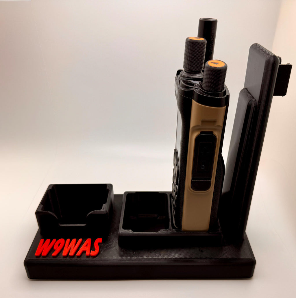 Baofeng DM-32 / UV-32 3-radio desk stand – radio side angle