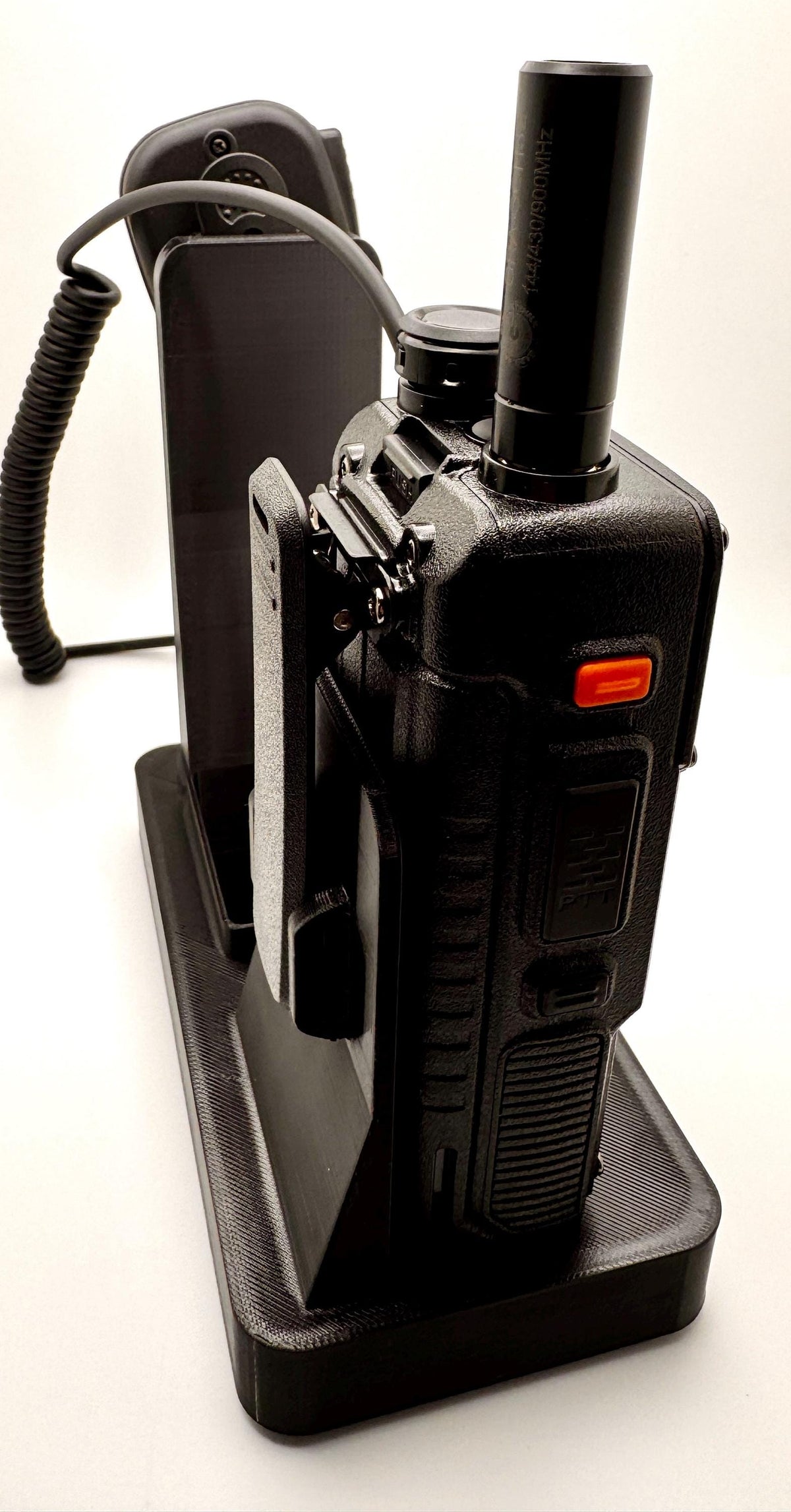 Baofeng F8HP Pro desk stand – speaker mic side view