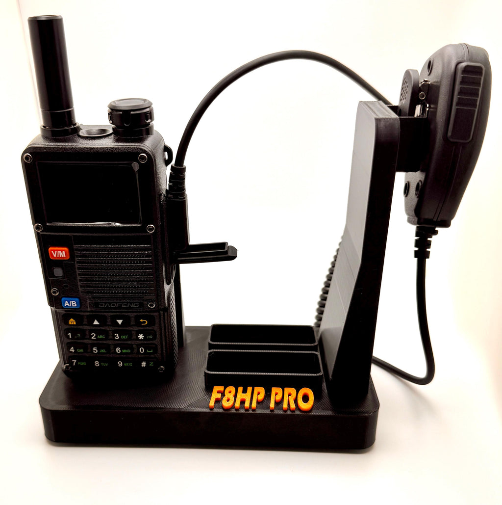 Baofeng F8HP Pro desk stand – with radio and speaker mic