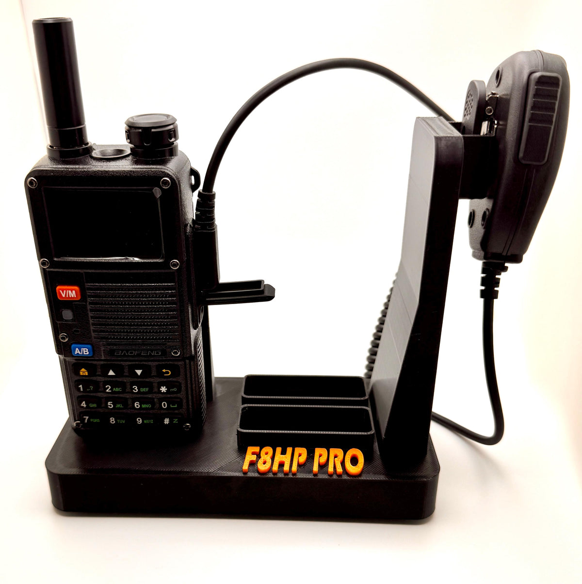 Baofeng F8HP Pro desk stand – with radio and speaker mic