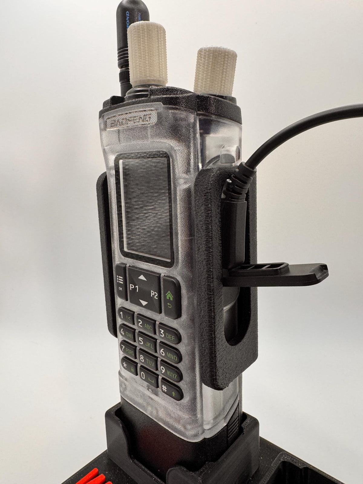 Baofeng UV-32 / DM-32 Dual-Orientation Holster – screen out with speaker mic