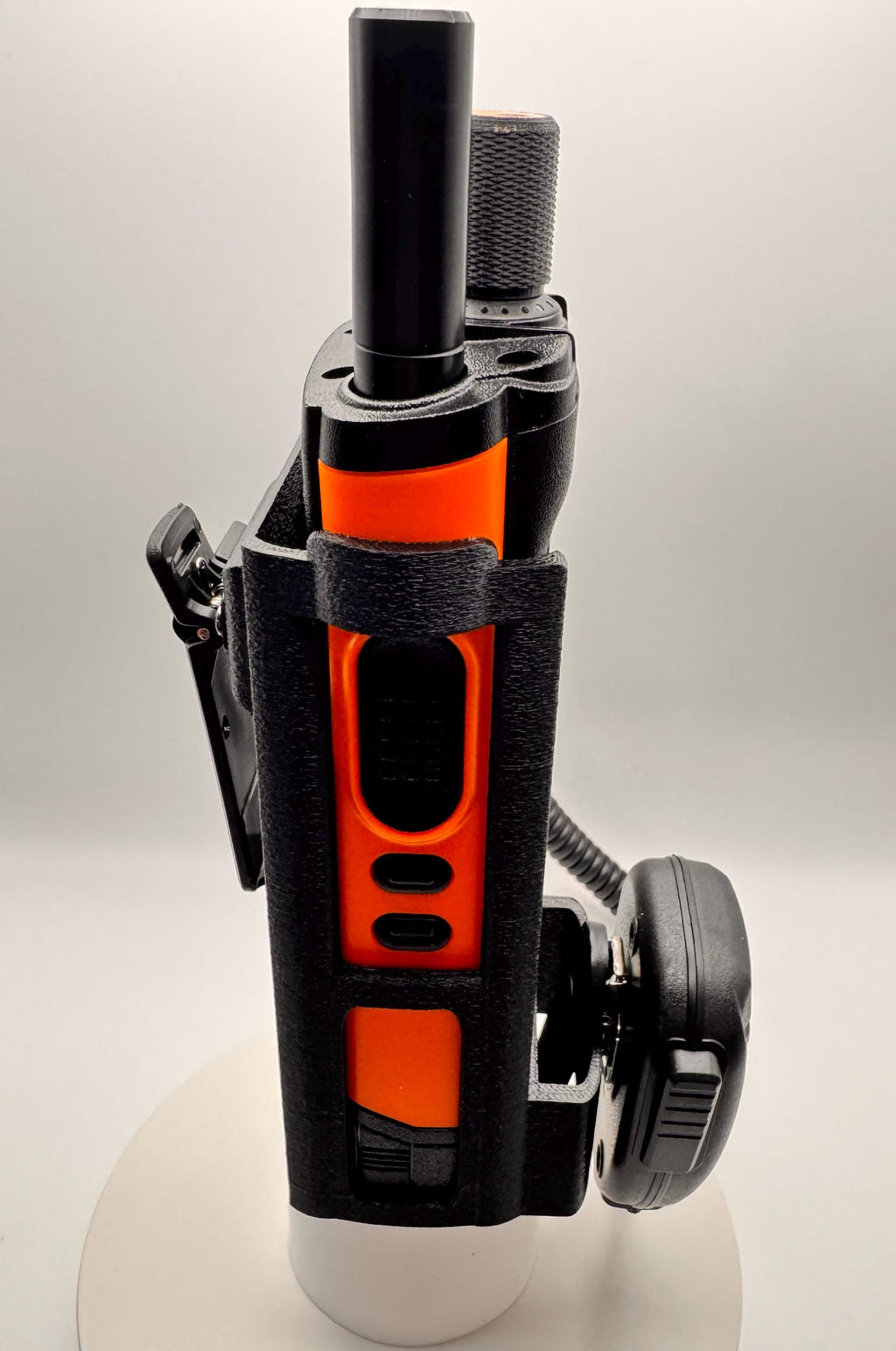 Baofeng UV-32 / DM-32 Holster with Speaker Mic Mount – orange side mic mount