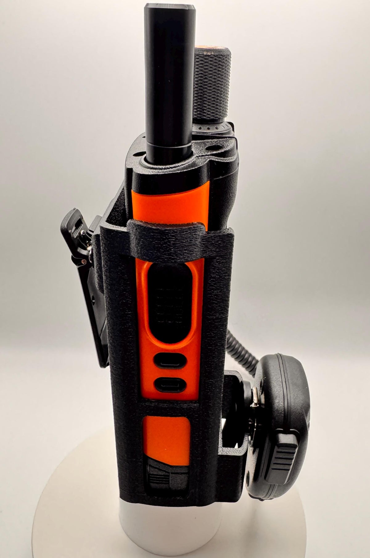 Baofeng UV-32 / DM-32 Holster with Speaker Mic Mount – orange side mic mount