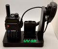 Baofeng UV-5R / UV-5R Plus desk stand – with radio batteries and mic