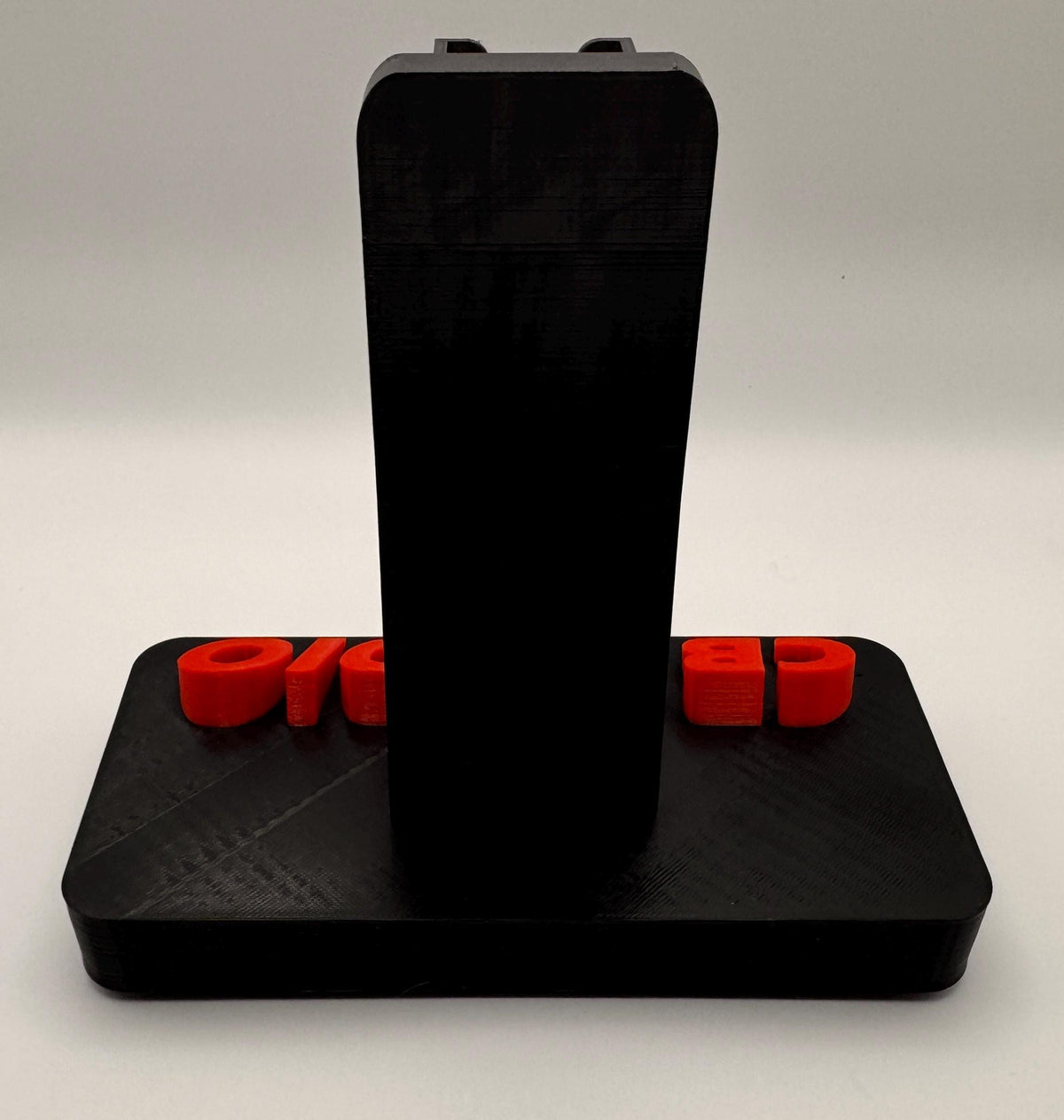 Custom callsign hand microphone desk stand – short stand rear view