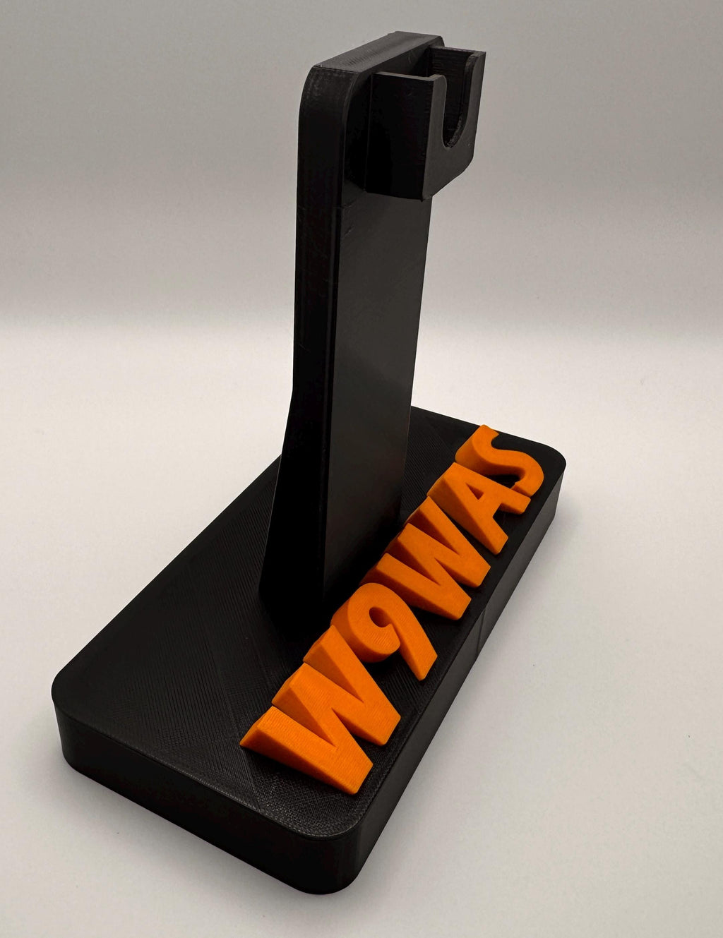 Custom callsign hand microphone desk stand – tall stand callsign angled