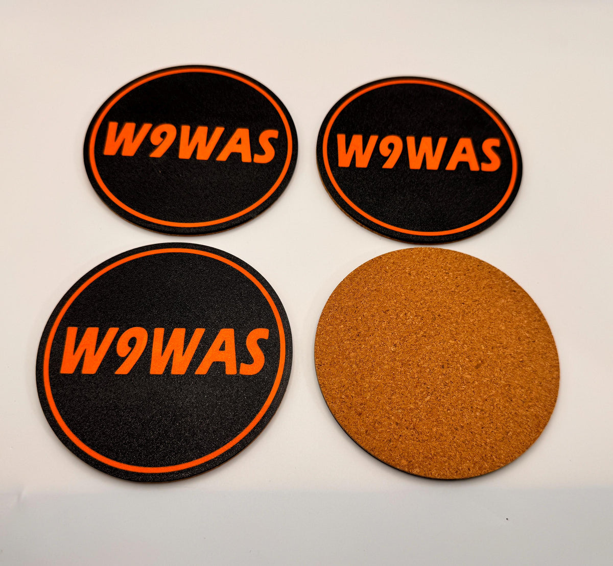 Custom Callsign Coaster Set – four coasters cork back