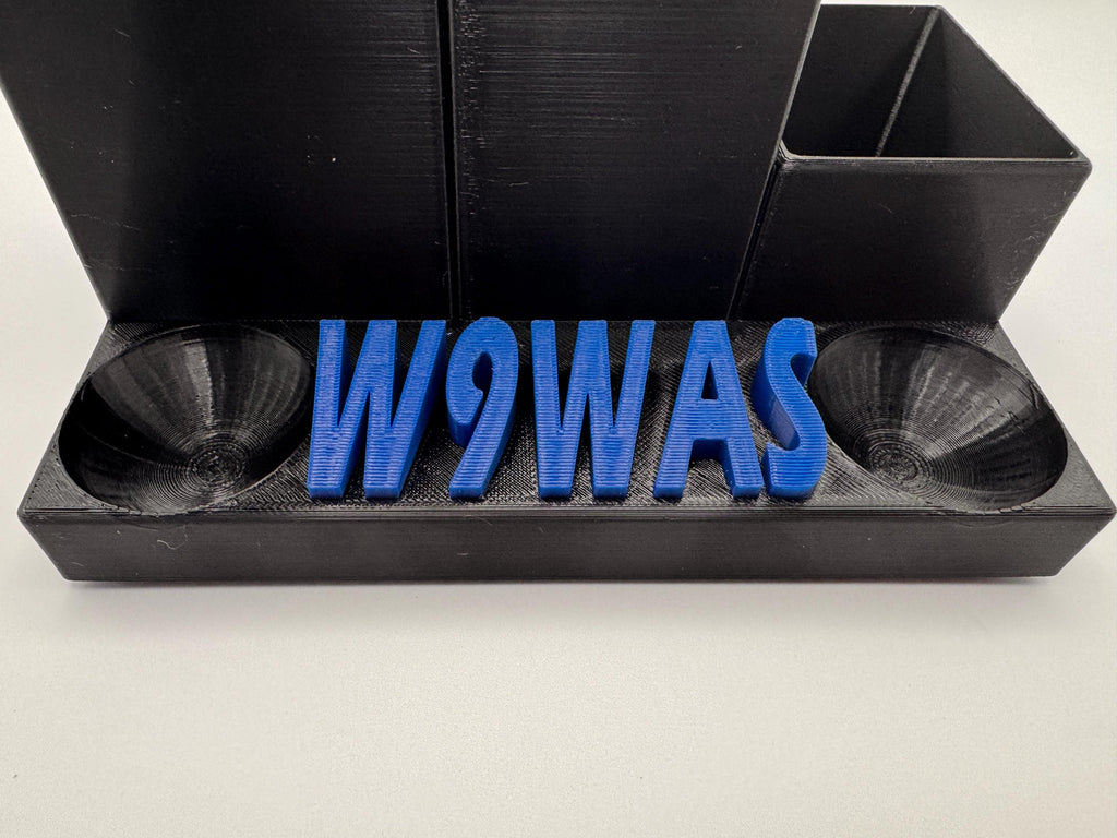 Custom Callsign Desk Organizer – callsign close up