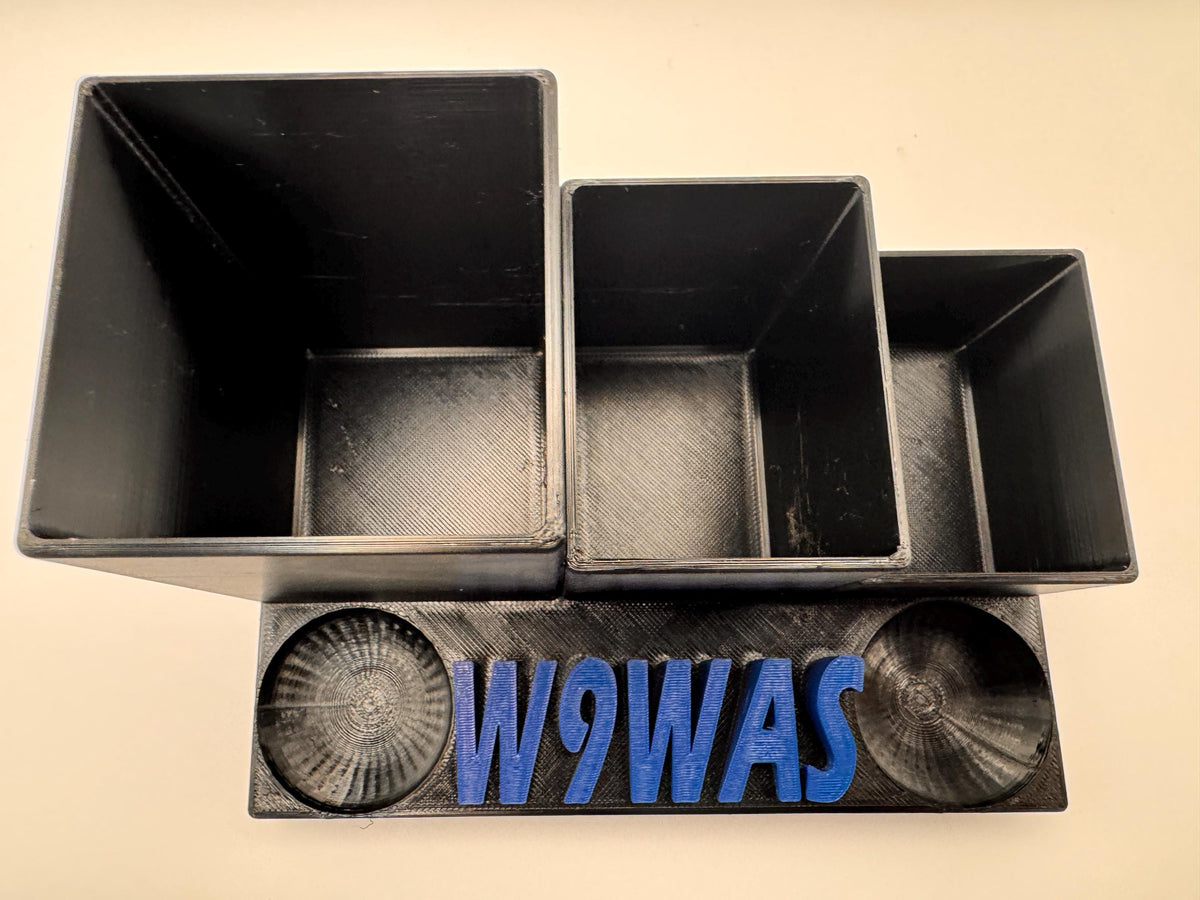 Custom Callsign Desk Organizer – compartments top view