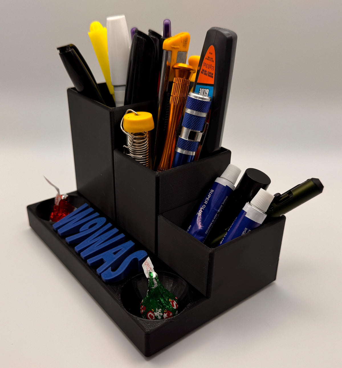 Custom Callsign Desk Organizer – filled side view
