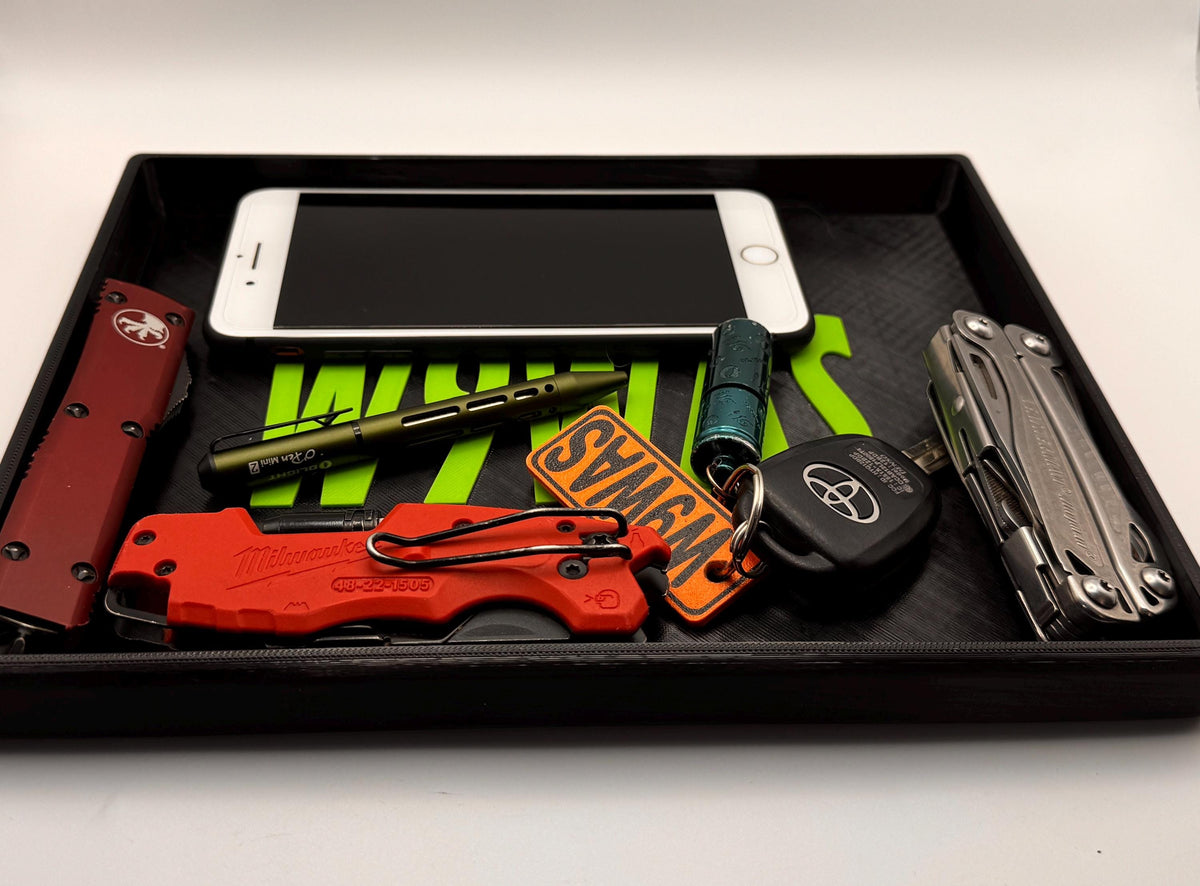 Custom Callsign EDC Dump Tray – with edc gear overhead