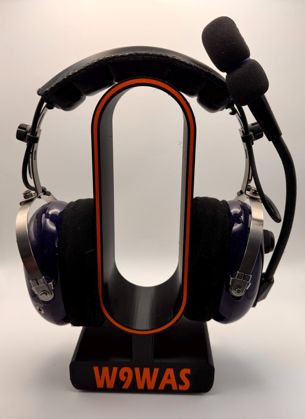 Custom Callsign Headset Stand – front with headset