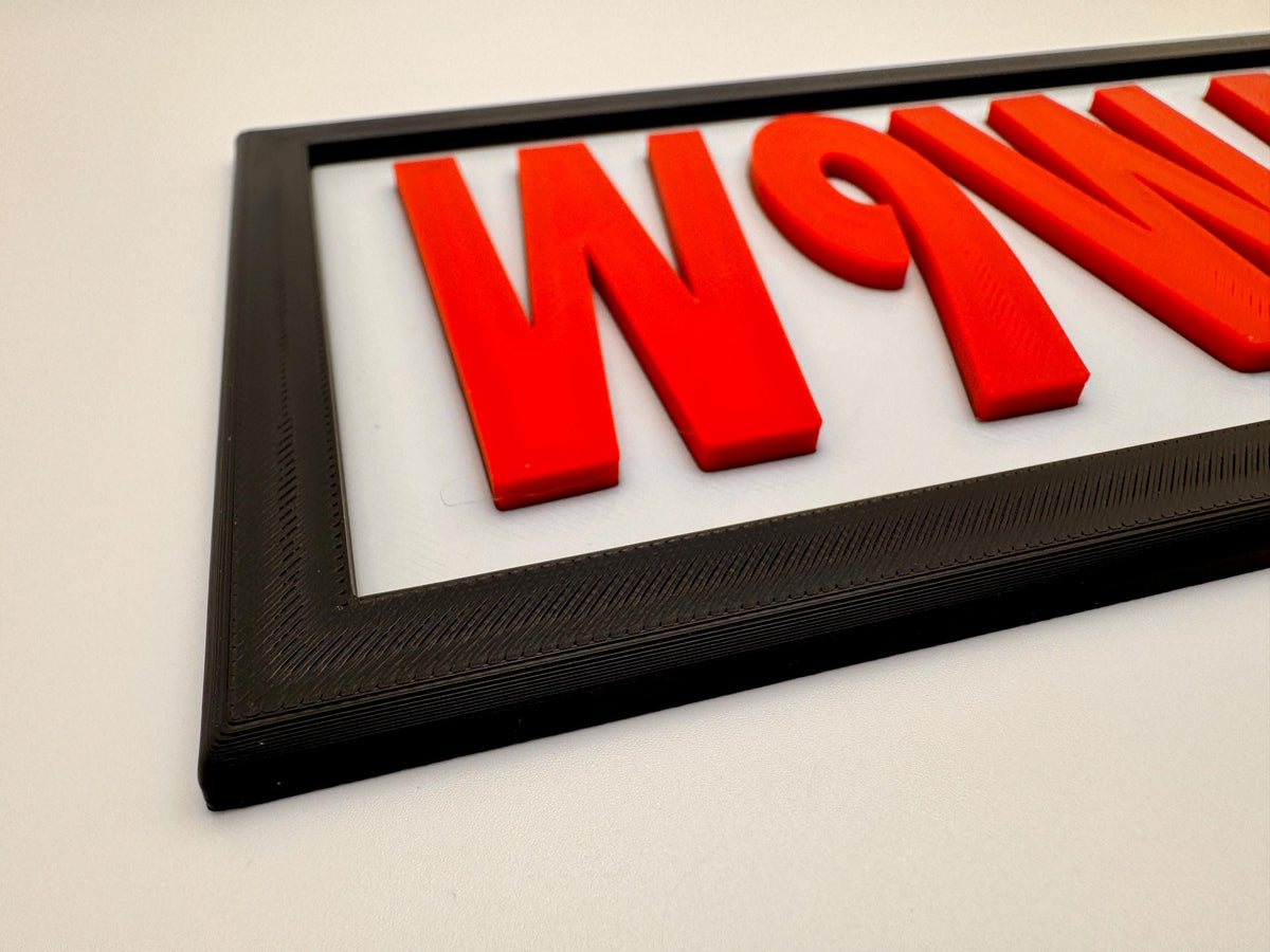 Custom Callsign Plaque – red callsign angled