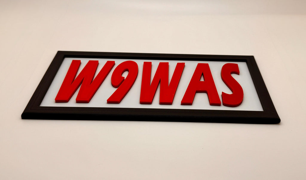 Custom Callsign Plaque – red callsign close up