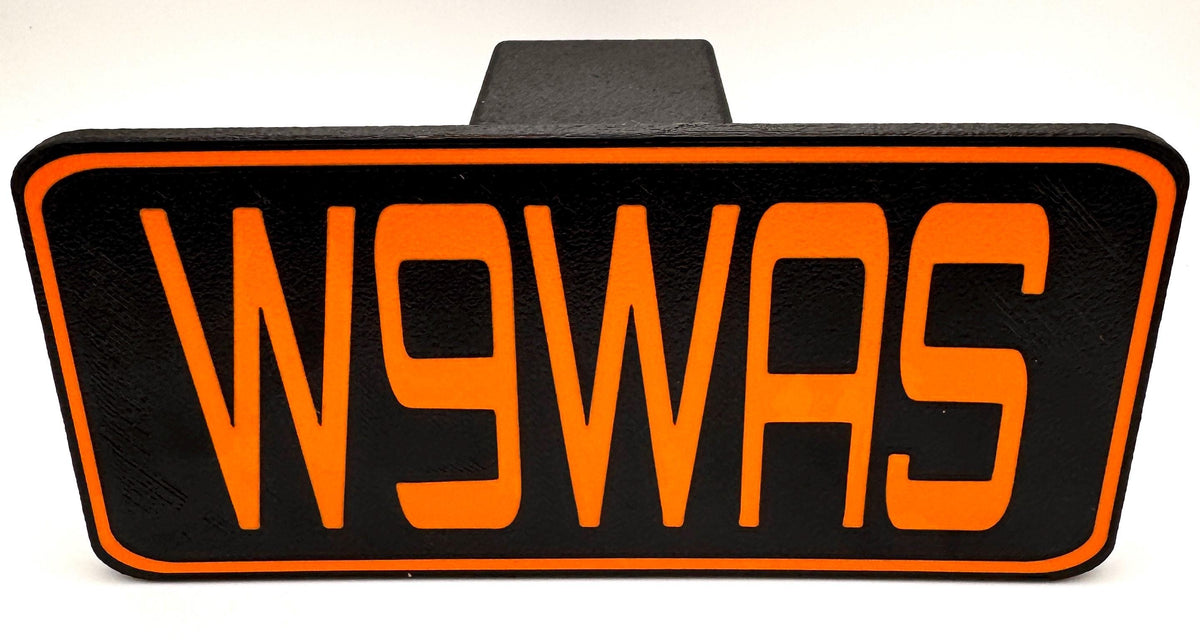 Custom Callsign Trailer Hitch Cover – orange callsign front