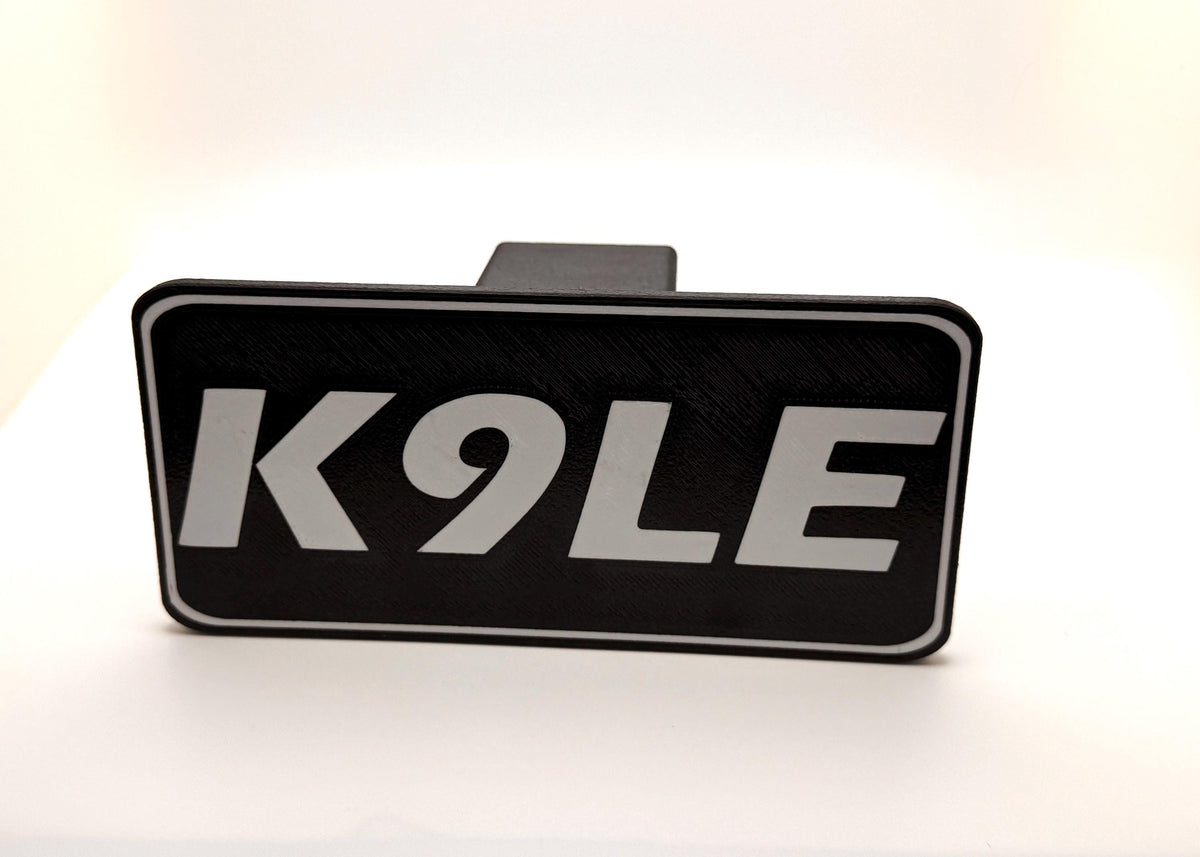 Custom Callsign Trailer Hitch Cover – white callsign front
