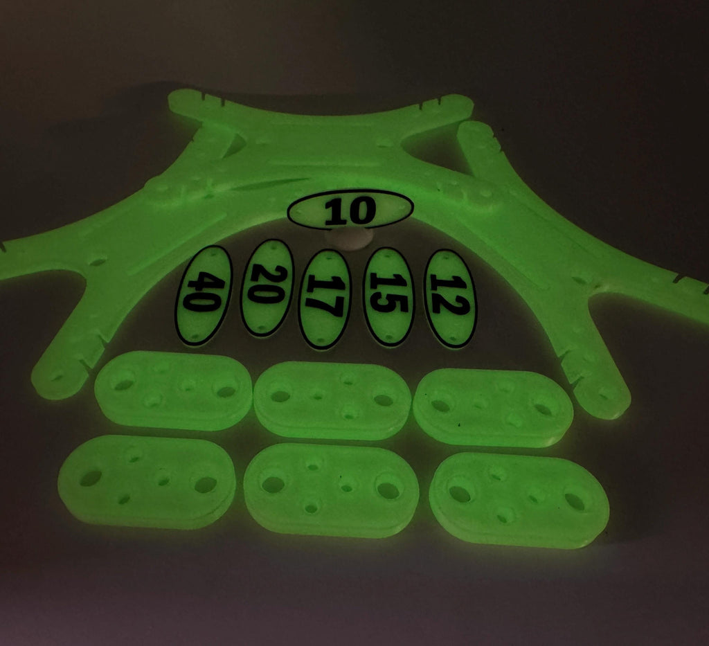 Glow-in-the-Dark Portable Antenna Kit – full kit glowing in low light