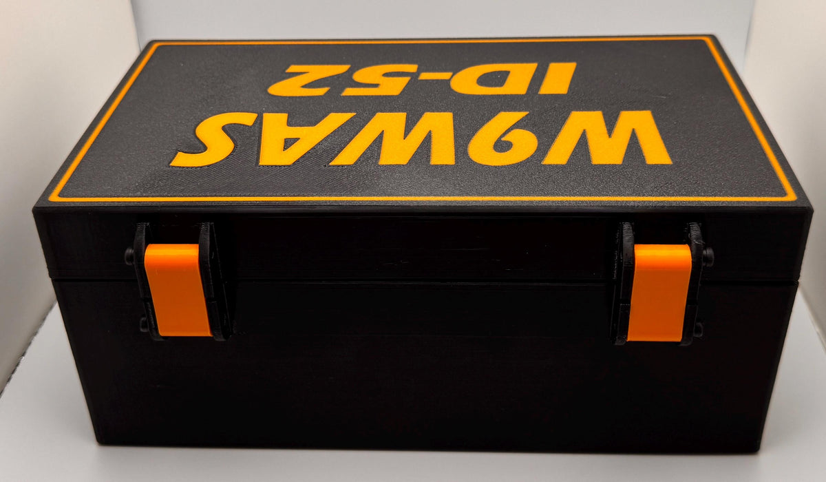 Custom Icom ID-52 radio case with callsign – lid top view