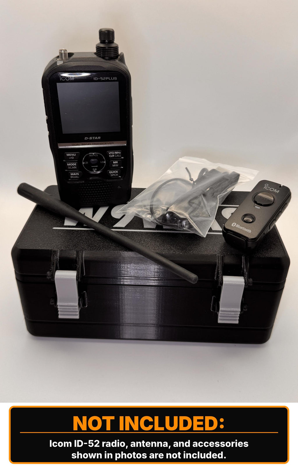 Icom ID-52 travel case – closed case with radio on top
