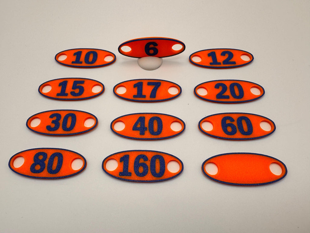 Linked Dipole Band Markers – full 6 m to 160 m set in orange with black numbers