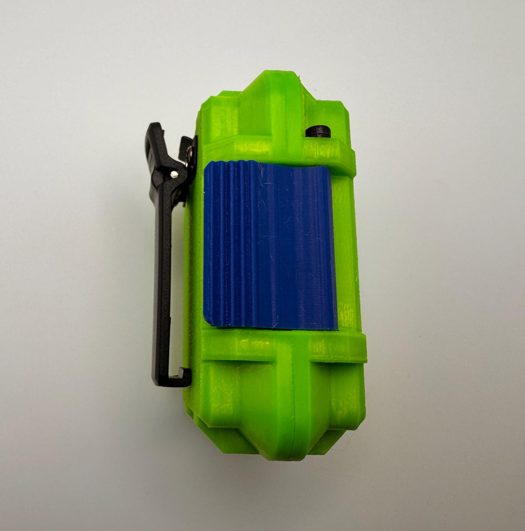 Meshtastic Heltec V3/V4 case – side view showing blue accent panel and clip
