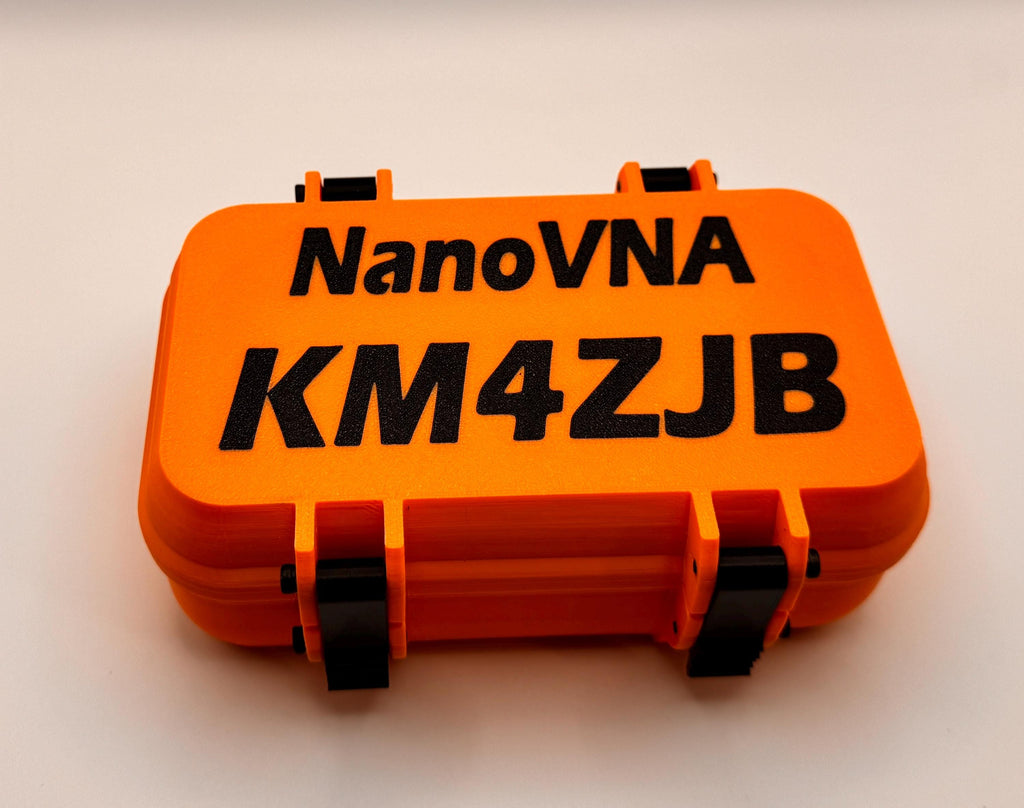 NanoVNA-H 2.8" protective case – orange case with black callsign lid
