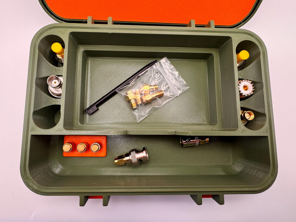NanoVNA-H4 4" case with stand and standards keeper – insert with SMA adapters