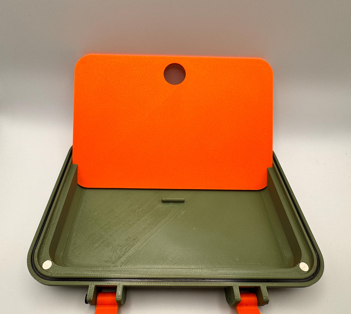 NanoVNA-H4 4" case with stand and standards keeper – open lid storage