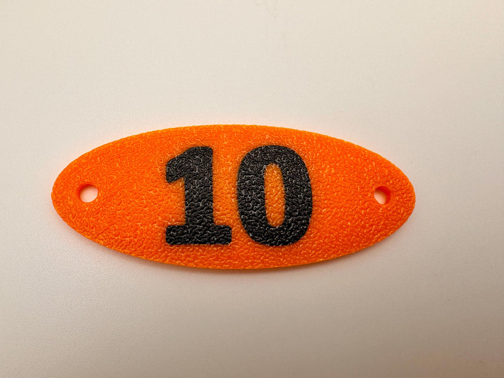 POTA Thread-Through Band Markers – close-up of the 10 meter marker