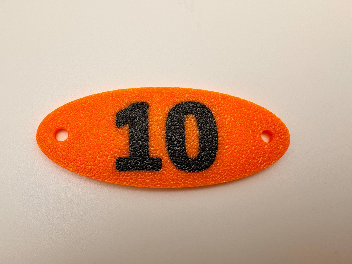 POTA Thread-Through Band Markers – close-up of the 10 meter marker