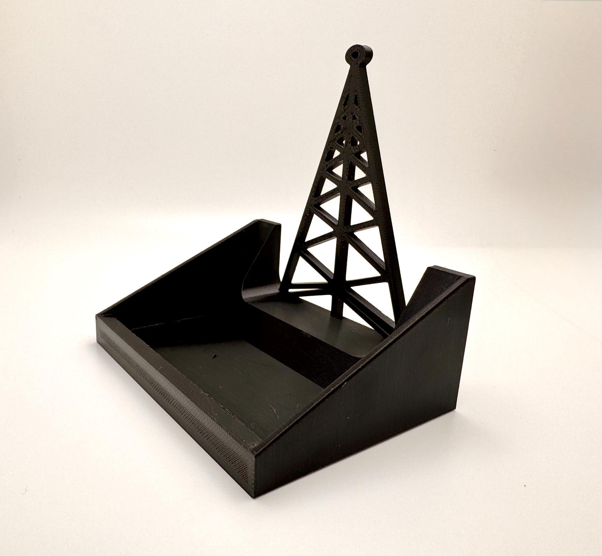 Radio Tower Business Card Holder – empty angled view