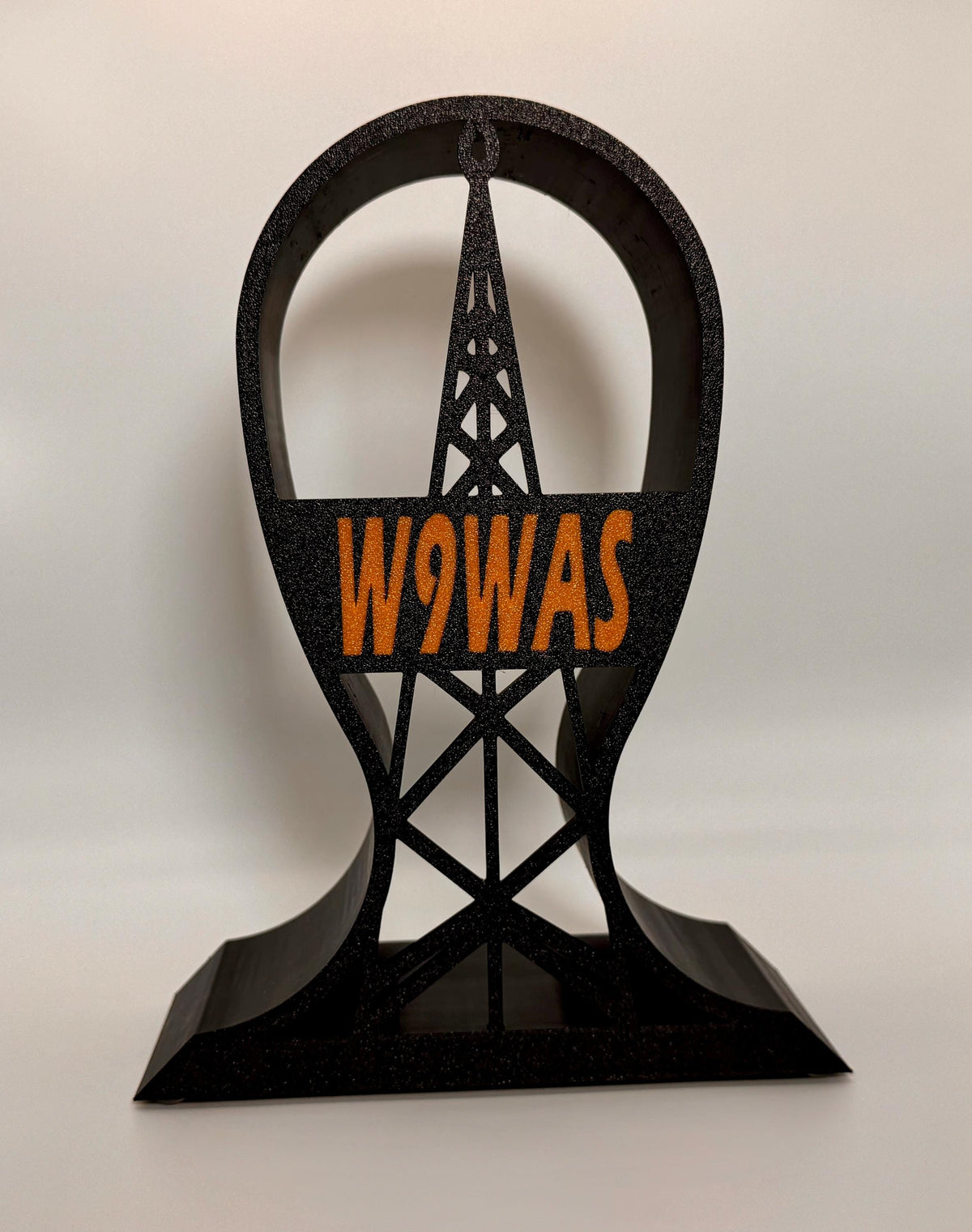 Radio Tower Headset Stand – front callsign