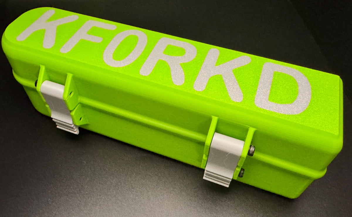 RigExpert Stick hinged protective case – bright green case with callsign