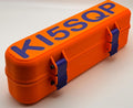 RigExpert Stick hinged protective case – orange case with blue callsign