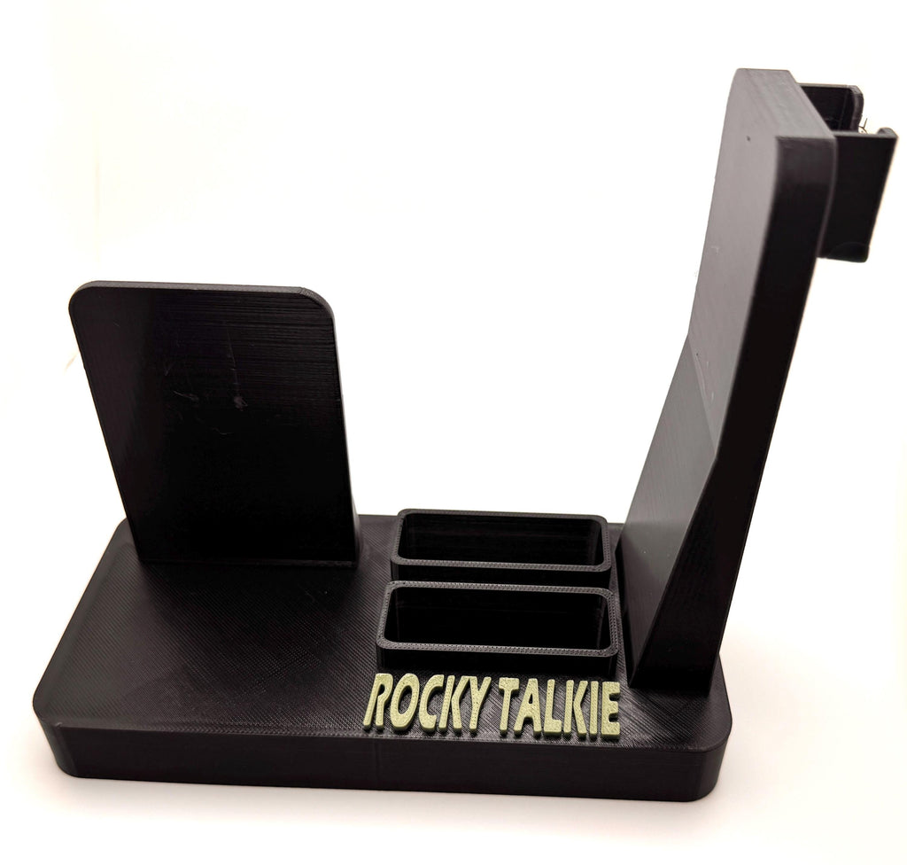 Rocky Talkie GMRS radio desk stand – empty stand front view