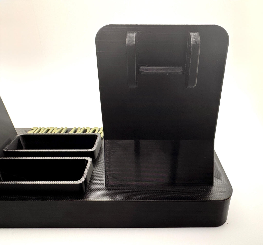 Rocky Talkie GMRS radio desk stand – mic clip and battery slots