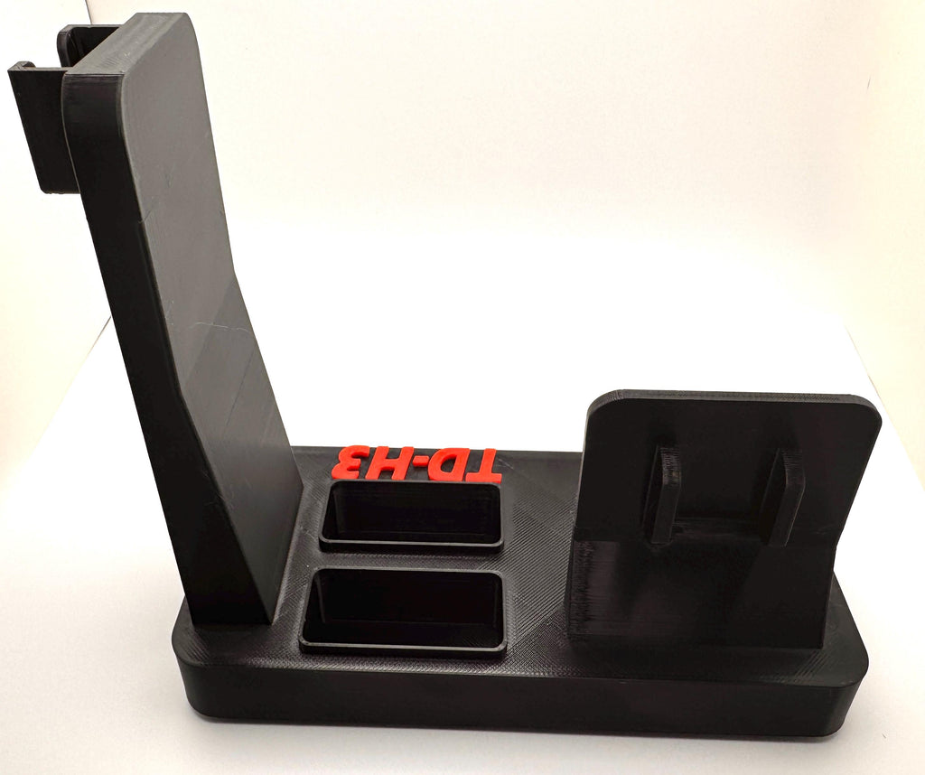 Tidradio TD-H3 desk stand – battery slots and mic mast