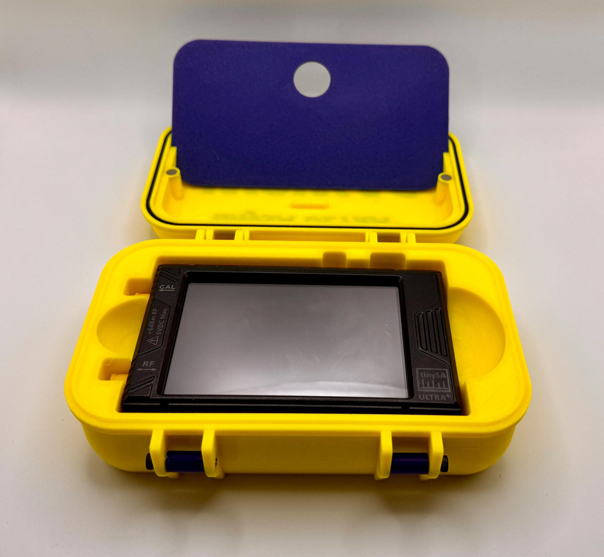 tinySA ULTRA+ case with stand – open with lid stand