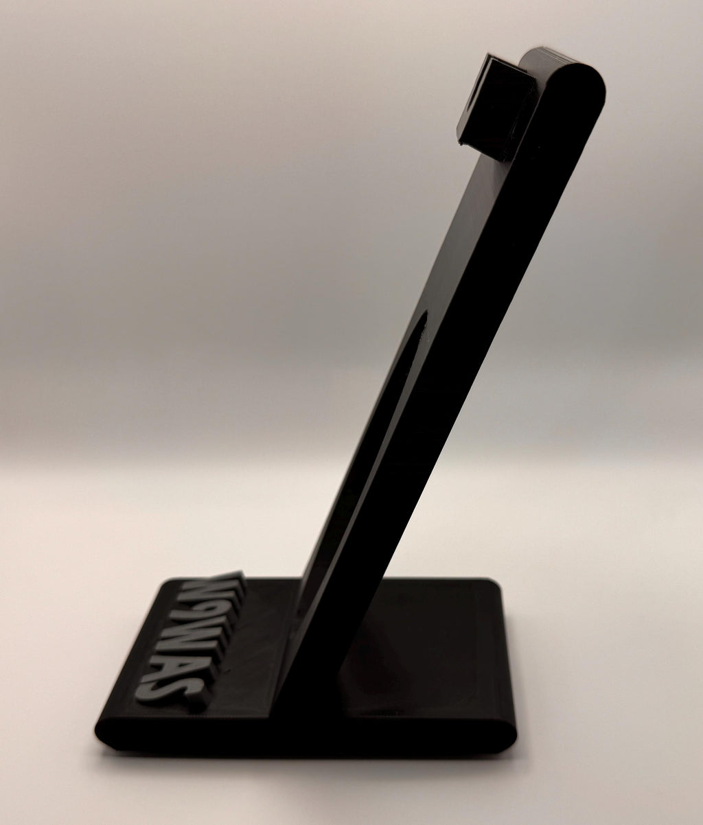 Universal radio hand microphone stand – empty stand three-quarter view