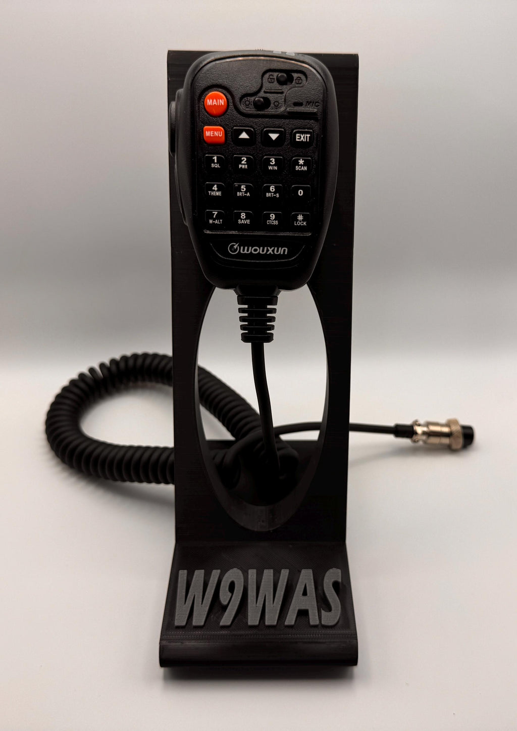 Universal radio hand microphone stand – with keypad mic front view