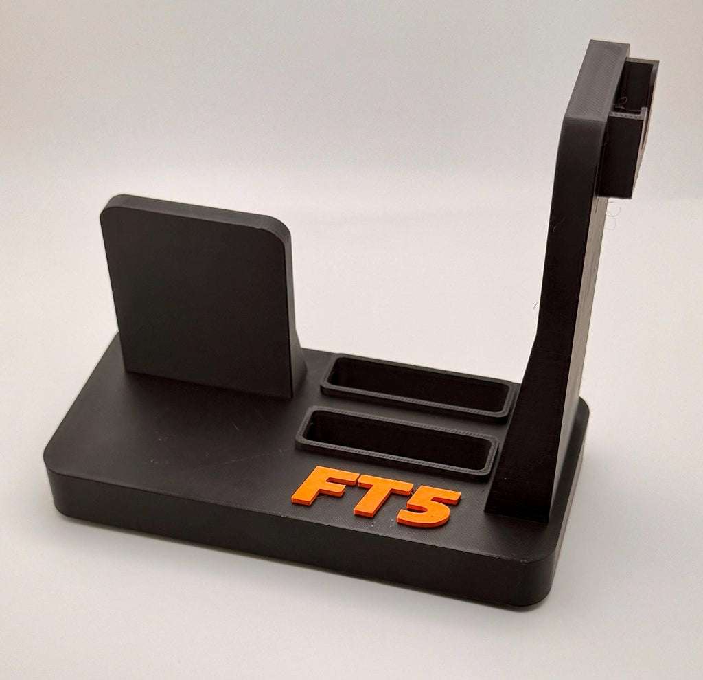Yaesu FT5D desk stand with FT5 motif – empty stand front view